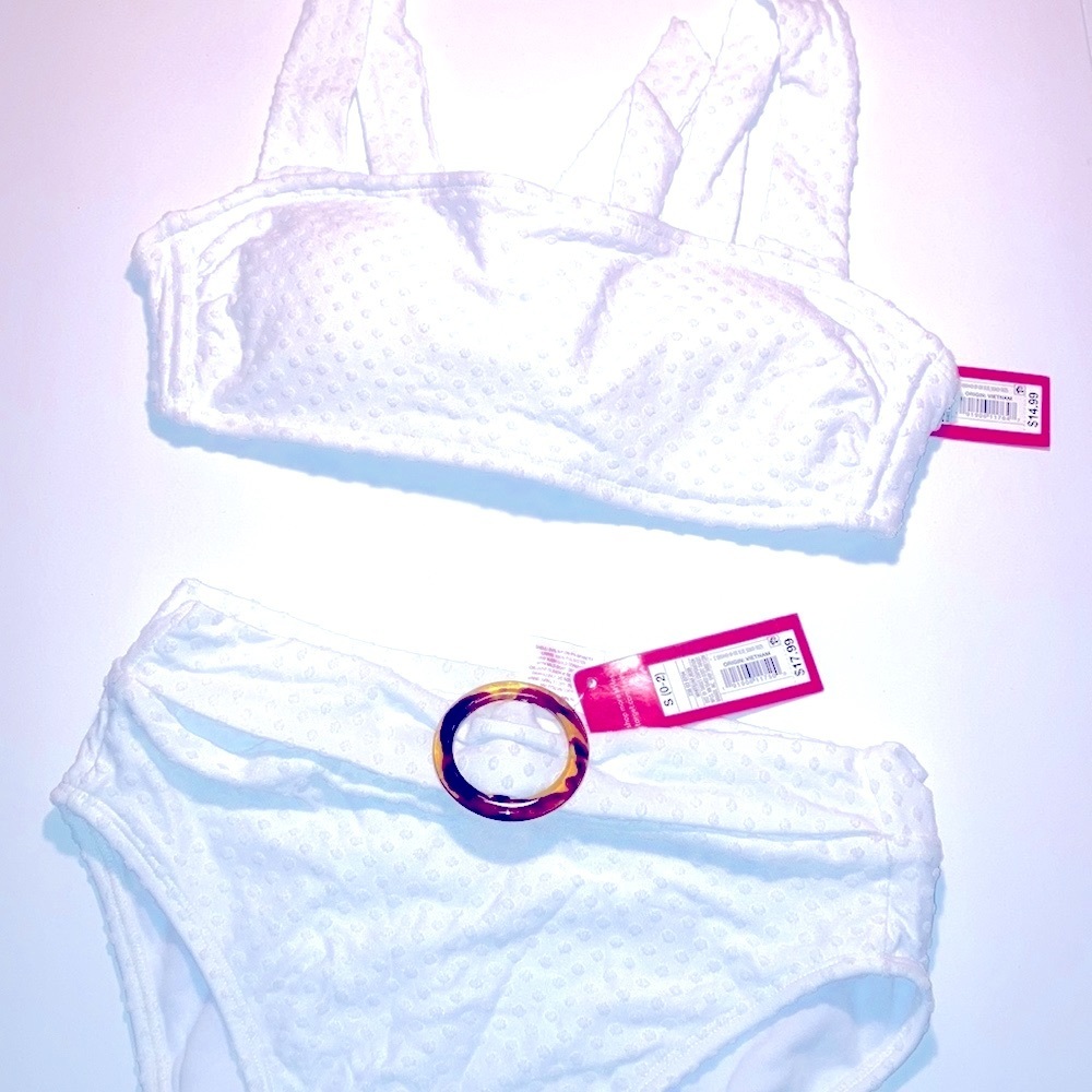 White Polka dot textured small bikini